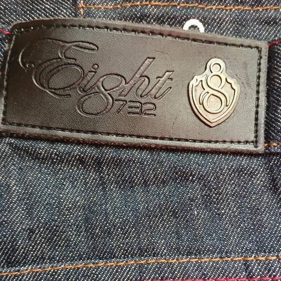 Eight 8732 Denim Jeans Mens 38 X 34 Baggy Embroidered TRUCKIN Hip Hop Skate Y2K - Picture 4 of 6